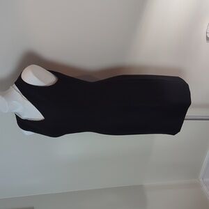 Vintage Ann Taylor Dress Womens 6 Black Sheath Midi Sleeveless V Neck Career